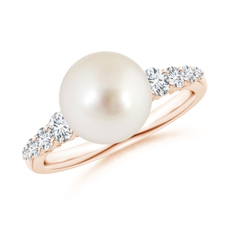 9mm AAAA South Sea Pearl Ring with Graduated Diamonds in Rose Gold