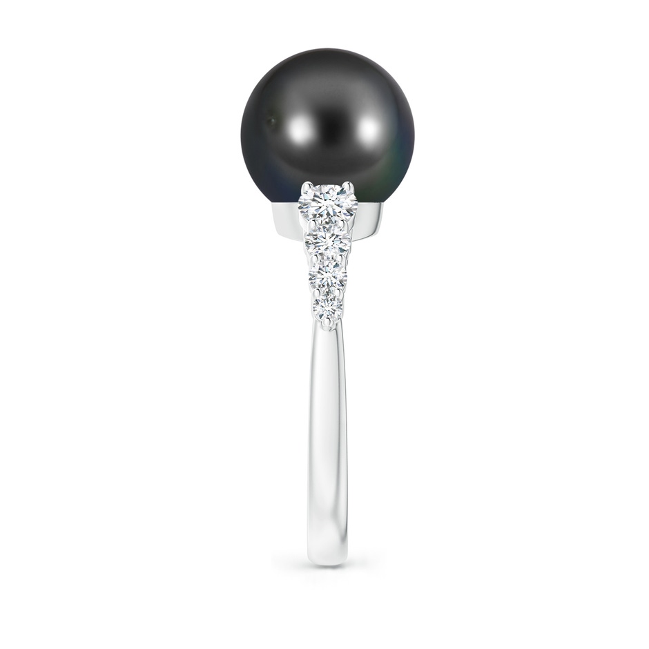 10mm AA Tahitian Pearl Ring with Graduated Diamonds in White Gold side 2