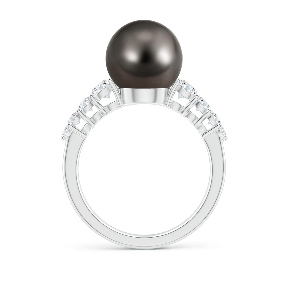 10mm AAA Tahitian Pearl Ring with Graduated Diamonds in White Gold side 1