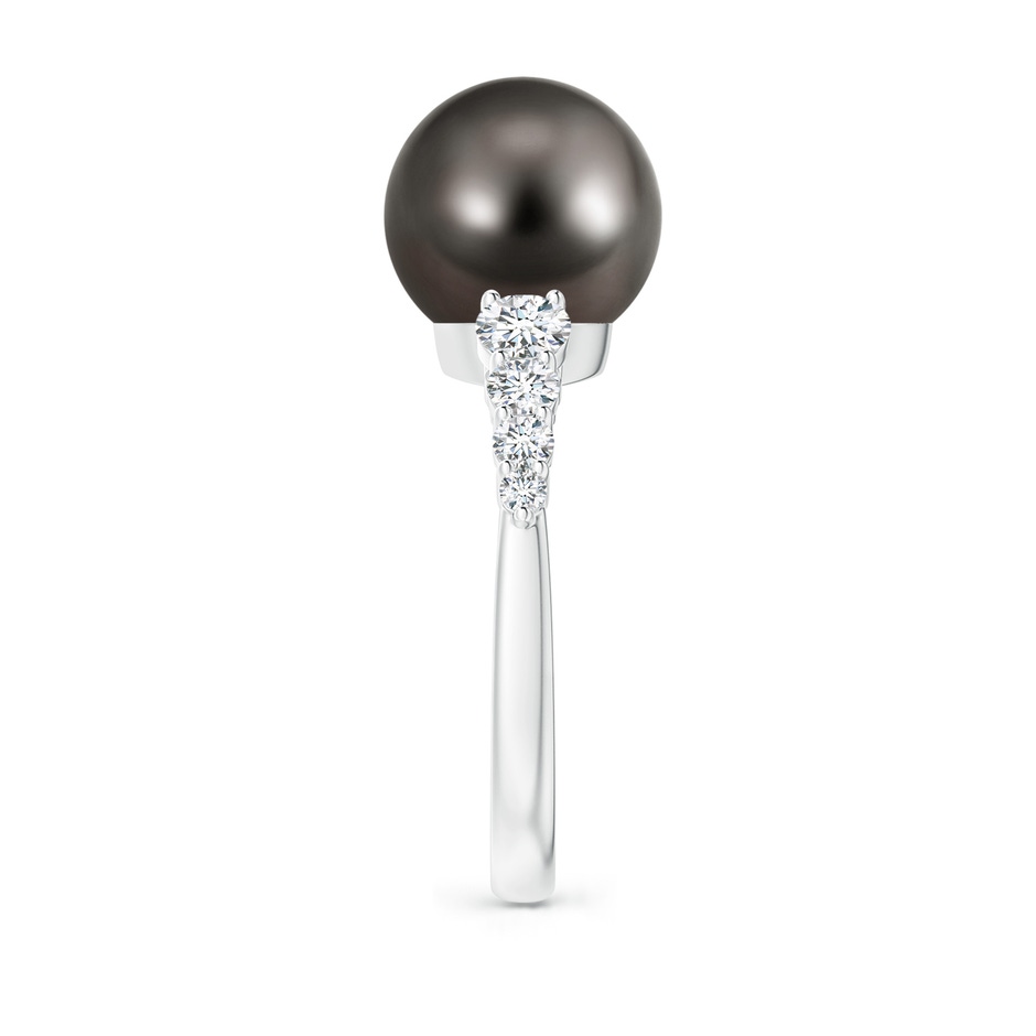 10mm AAA Tahitian Pearl Ring with Graduated Diamonds in White Gold side 2