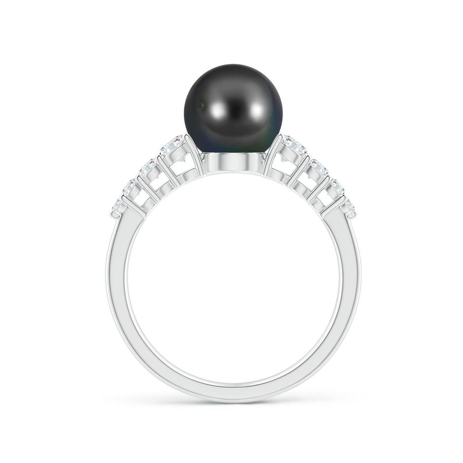 8mm AA Tahitian Pearl Ring with Graduated Diamonds in White Gold side 1