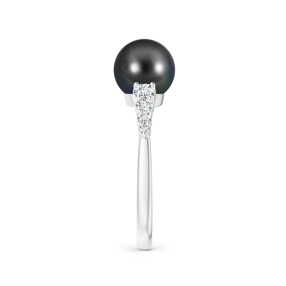 8mm AA Tahitian Pearl Ring with Graduated Diamonds in White Gold side 2