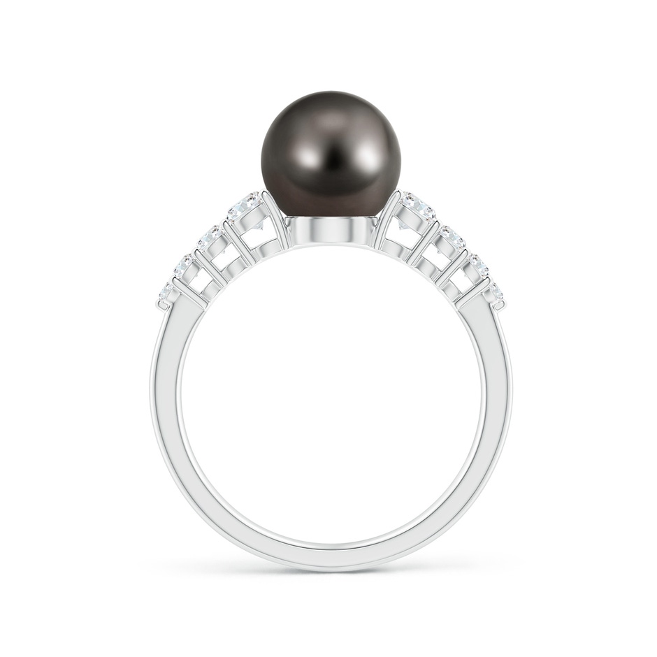 8mm AAA Tahitian Pearl Ring with Graduated Diamonds in P950 Platinum side 1