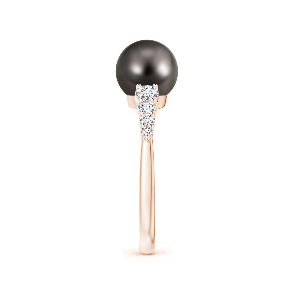 8mm AAA Tahitian Pearl Ring with Graduated Diamonds in Rose Gold side 2