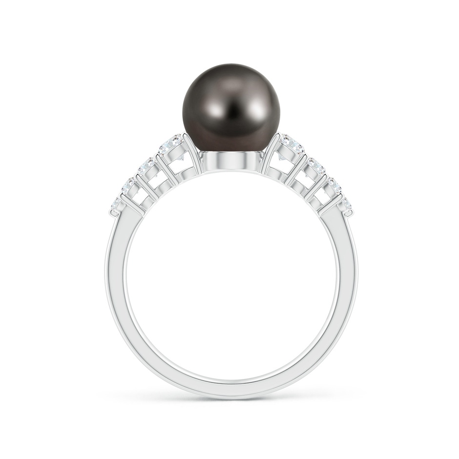 8mm AAA Tahitian Pearl Ring with Graduated Diamonds in White Gold side 1