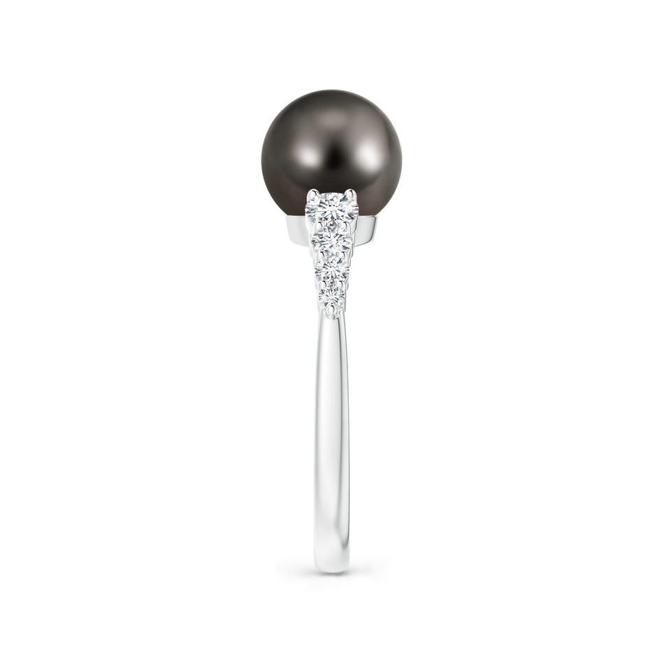 8mm AAA Tahitian Pearl Ring with Graduated Diamonds in White Gold side 2