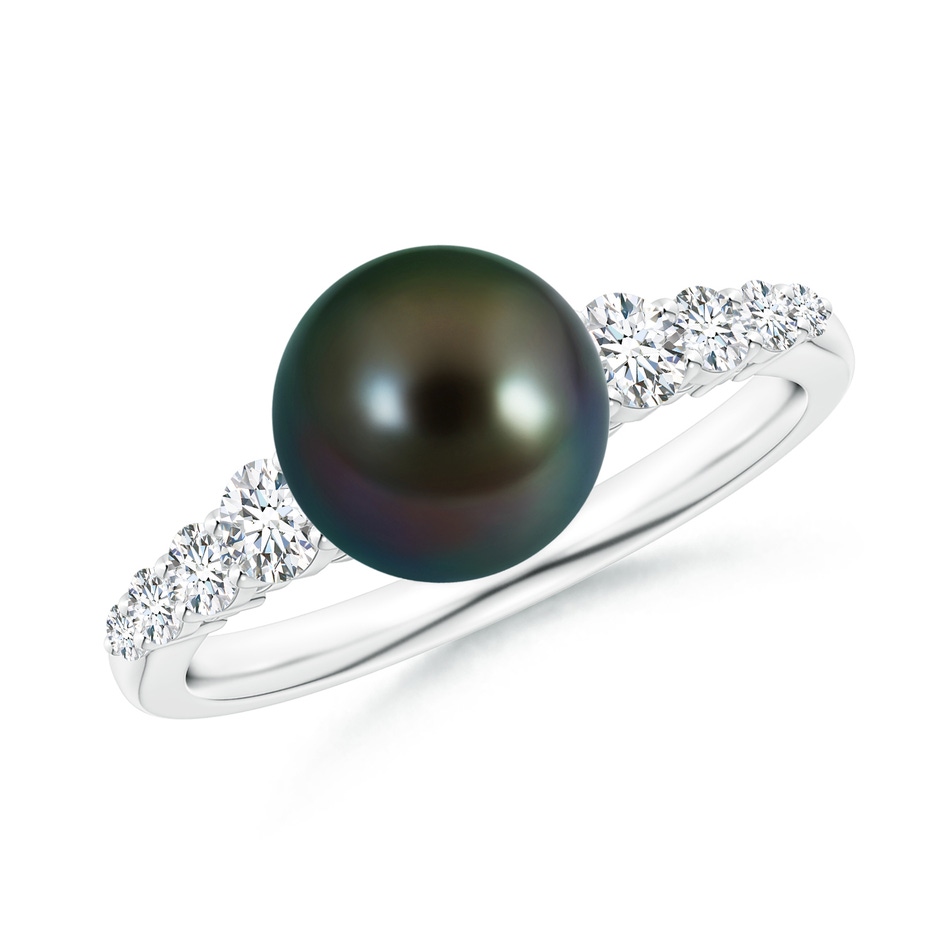 8mm AAAA Tahitian Pearl Ring with Graduated Diamonds in P950 Platinum 