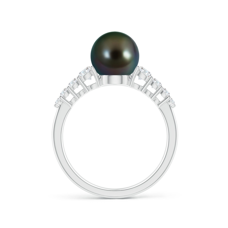 8mm AAAA Tahitian Pearl Ring with Graduated Diamonds in P950 Platinum side 1