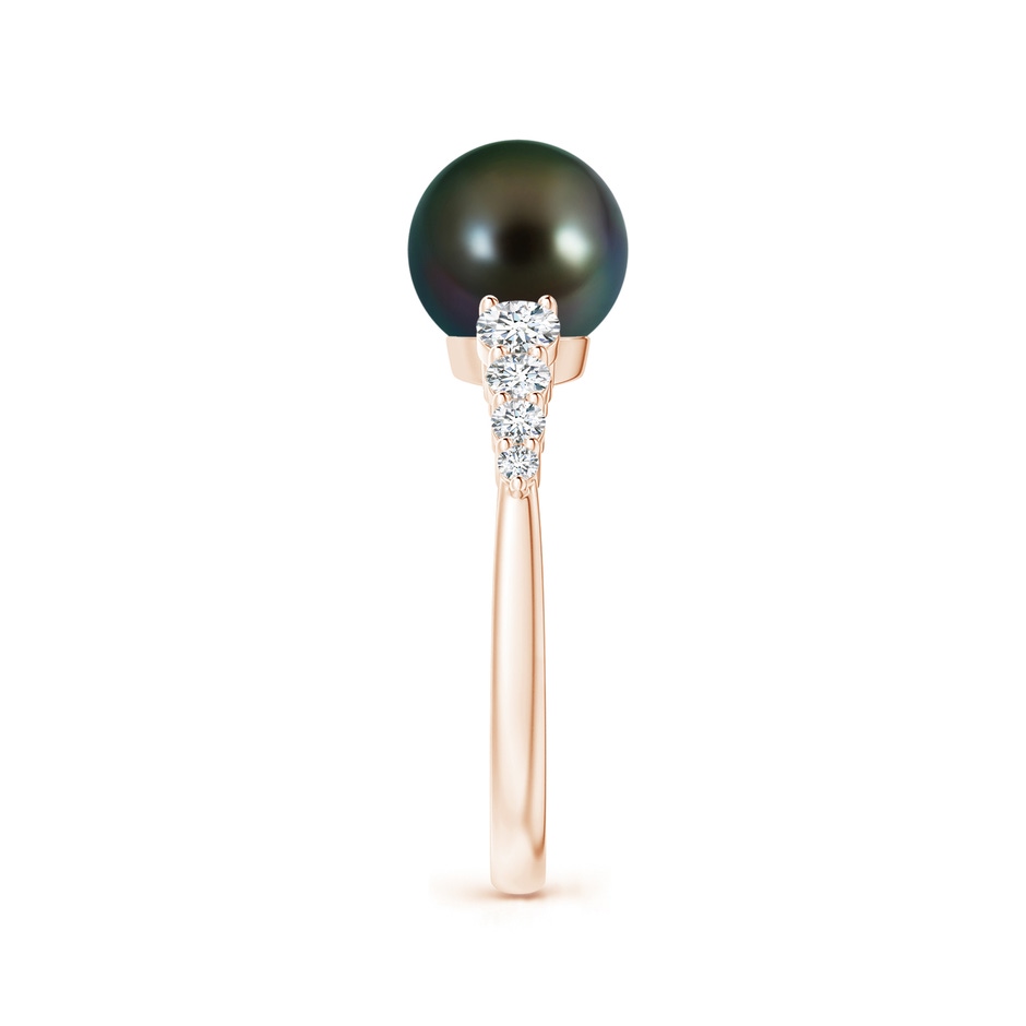 8mm AAAA Tahitian Pearl Ring with Graduated Diamonds in Rose Gold side 2