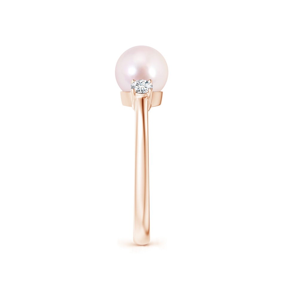 7mm AAAA Japanese Akoya Pearl Ring with Prong-Set Diamonds in Rose Gold side 2