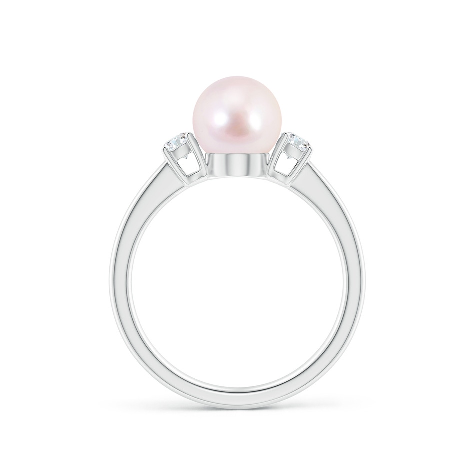 7mm AAAA Japanese Akoya Pearl Ring with Prong-Set Diamonds in White Gold side 1