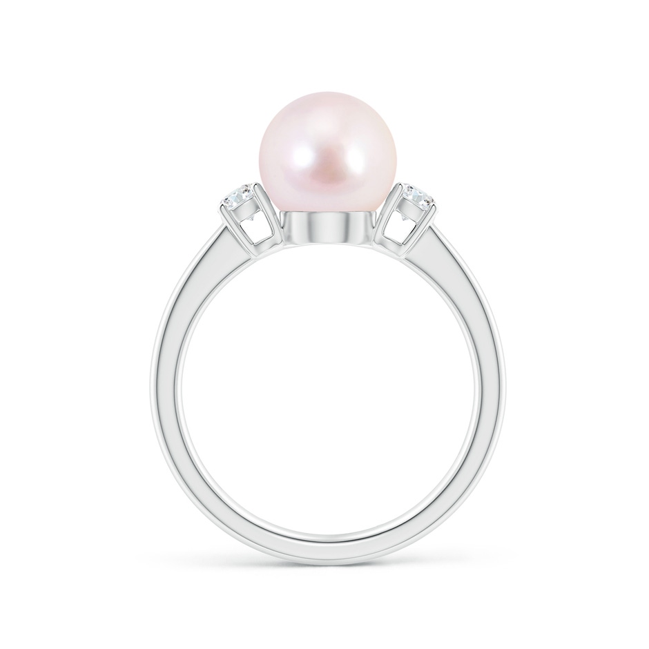 8mm AAAA Japanese Akoya Pearl Ring with Prong-Set Diamonds in White Gold side 1