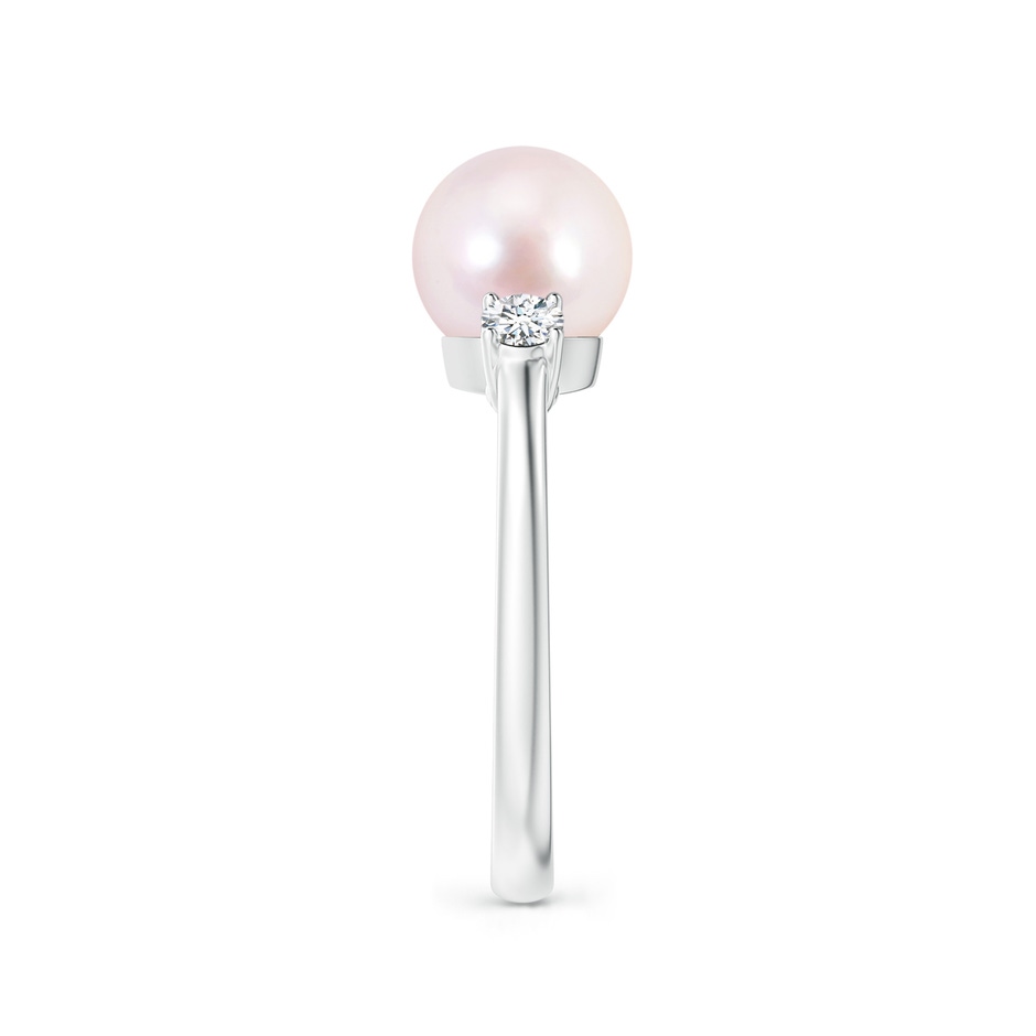 8mm AAAA Japanese Akoya Pearl Ring with Prong-Set Diamonds in White Gold side 2