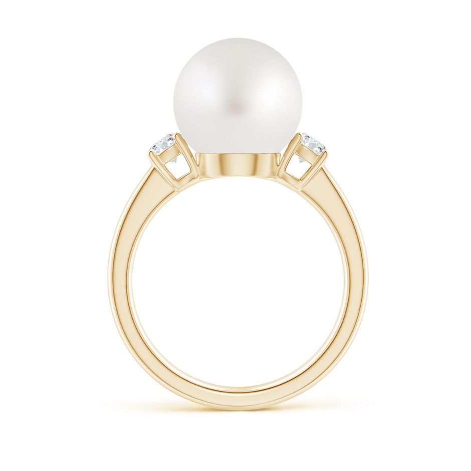 10mm AA South Sea Pearl Ring with Prong-Set Diamonds in Yellow Gold side 1