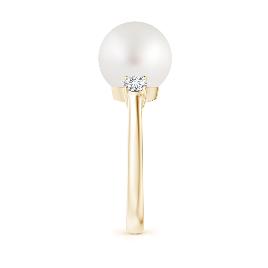 10mm AA South Sea Pearl Ring with Prong-Set Diamonds in Yellow Gold side 2
