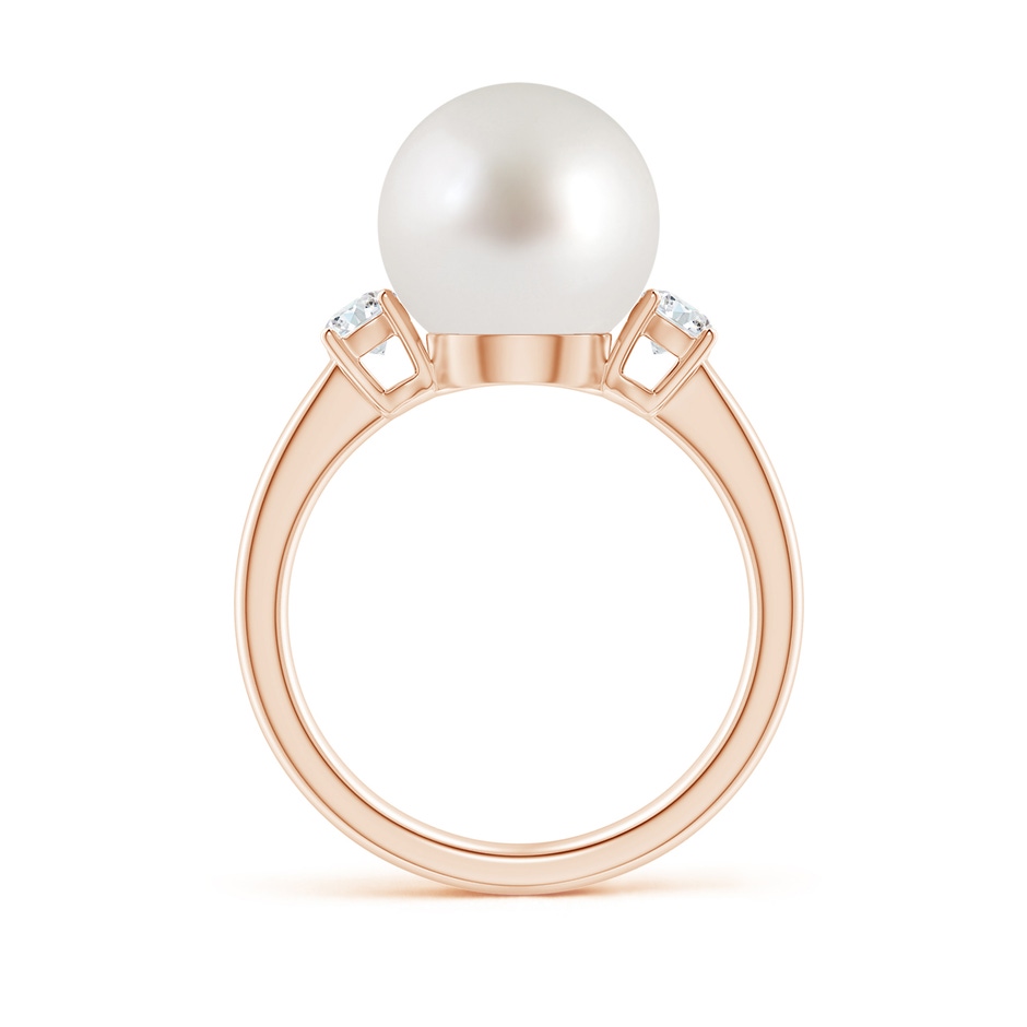 10mm AAA South Sea Pearl Ring with Prong-Set Diamonds in Rose Gold side 1
