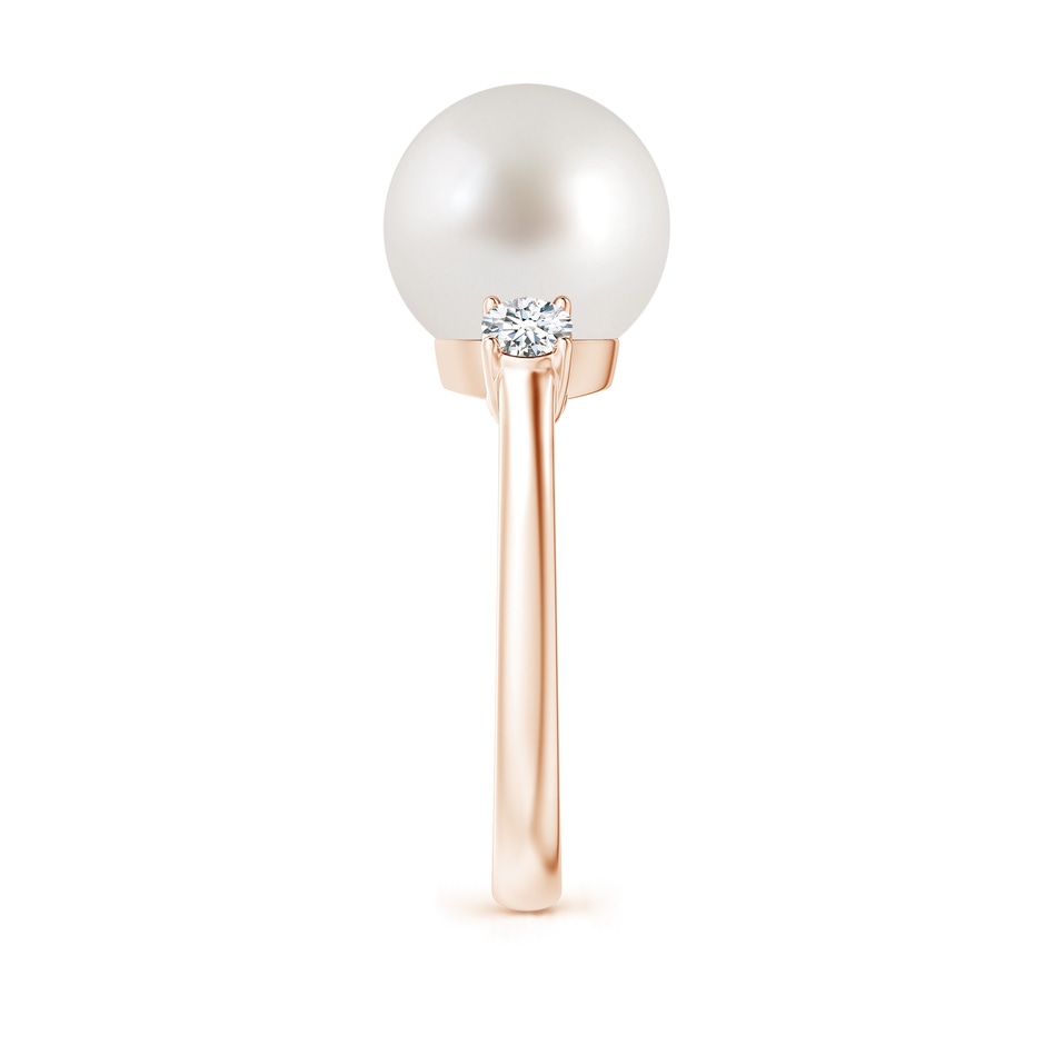10mm AAA South Sea Pearl Ring with Prong-Set Diamonds in Rose Gold side 2