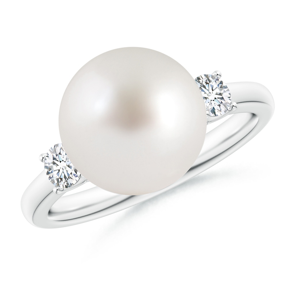 10mm AAA South Sea Pearl Ring with Prong-Set Diamonds in White Gold