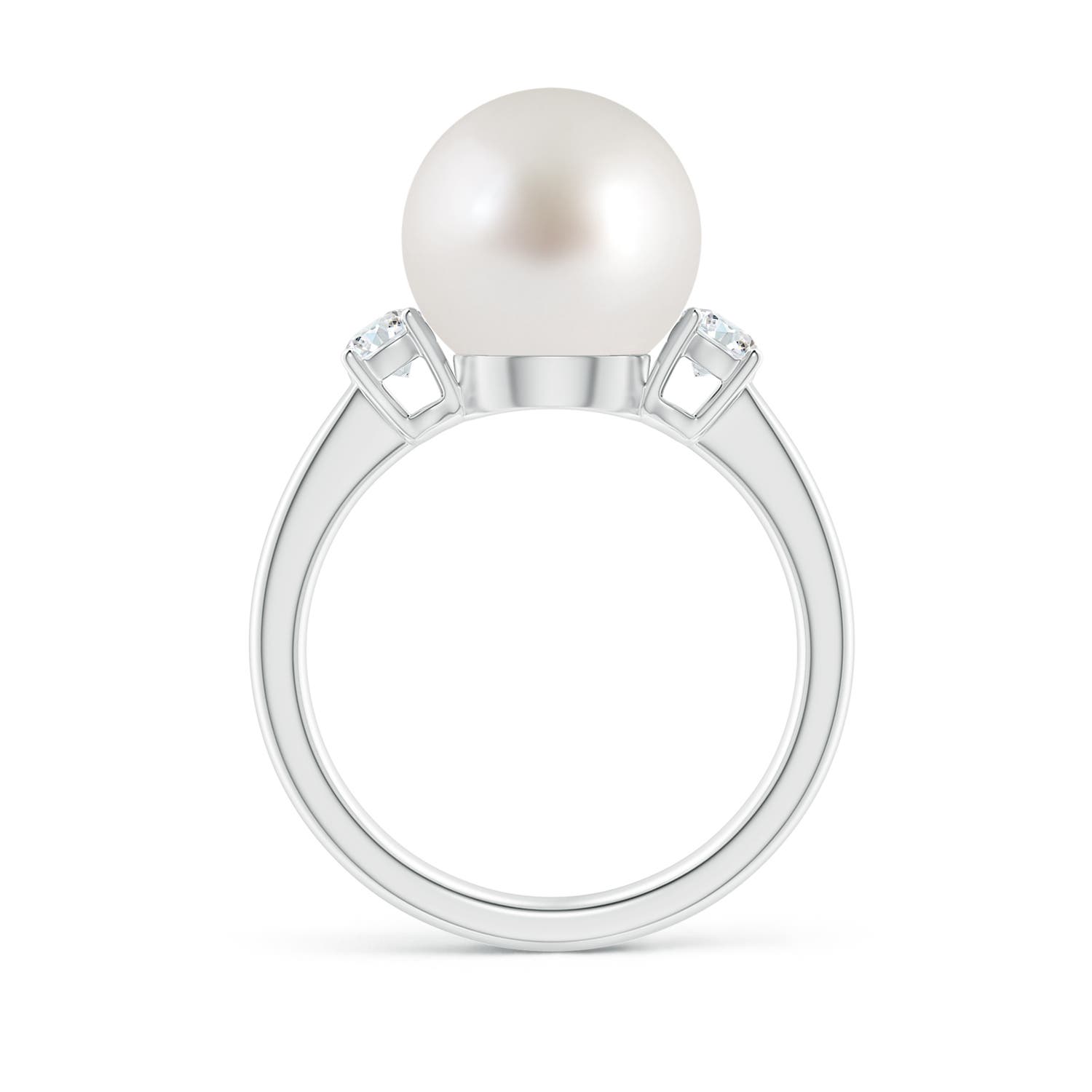 10mm AAA South Sea Pearl Ring with Prong-Set Diamonds in White Gold