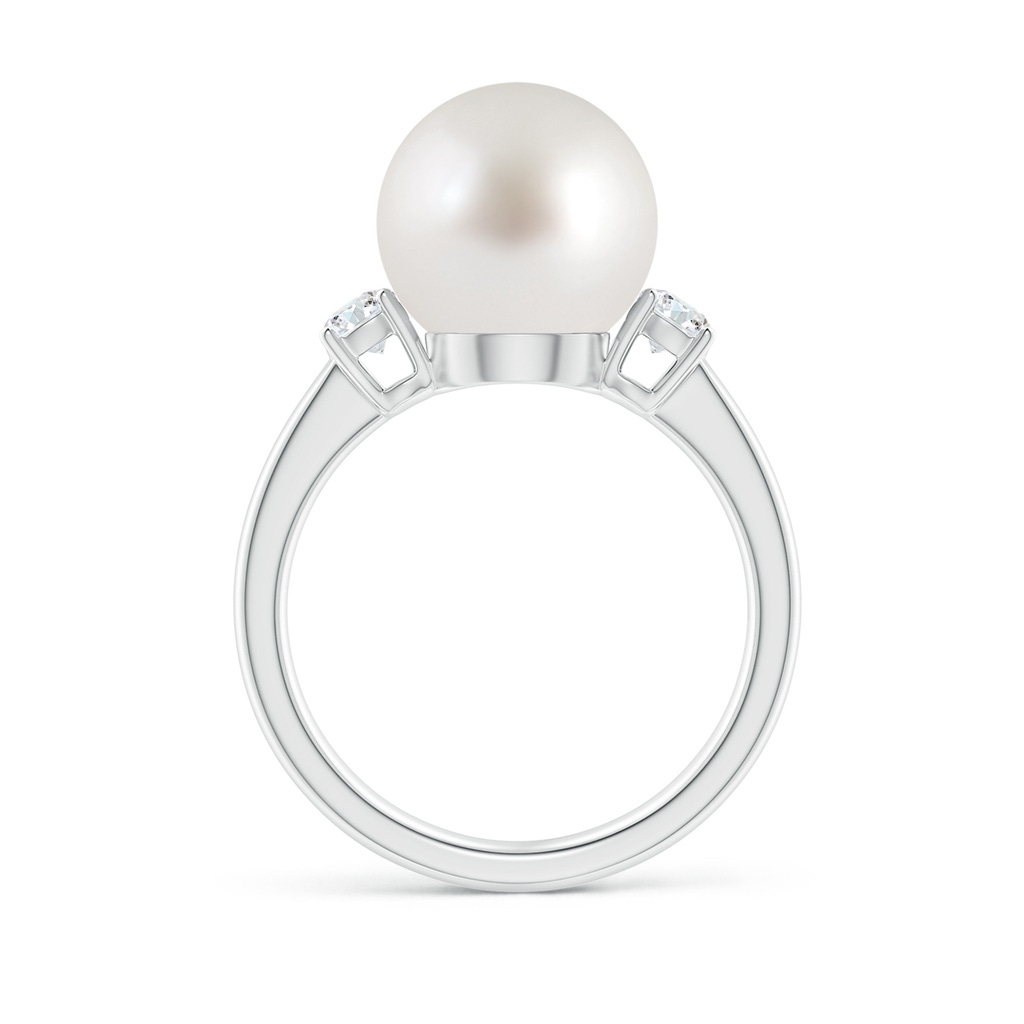 10mm AAA South Sea Pearl Ring with Prong-Set Diamonds in White Gold Side 1