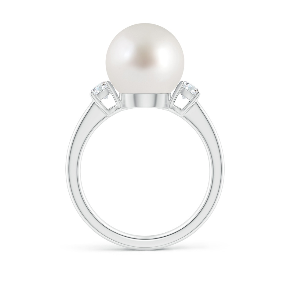 10mm AAA South Sea Pearl Ring with Prong-Set Diamonds in White Gold side 1