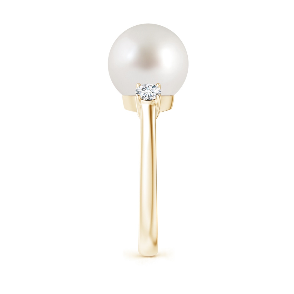 10mm AAA South Sea Pearl Ring with Prong-Set Diamonds in Yellow Gold side 2