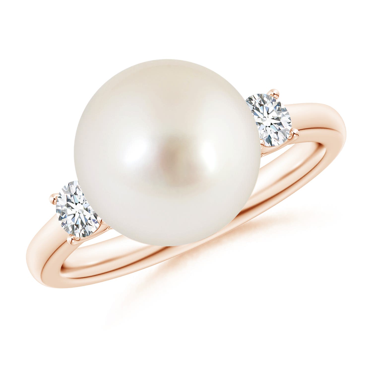 Three Stone Rose Gold South Sea Cultured Pearl Rings
