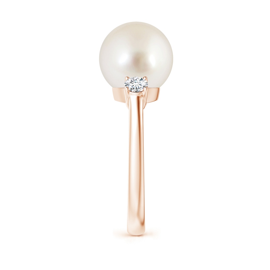 10mm AAAA South Sea Pearl Ring with Prong-Set Diamonds in Rose Gold side 2