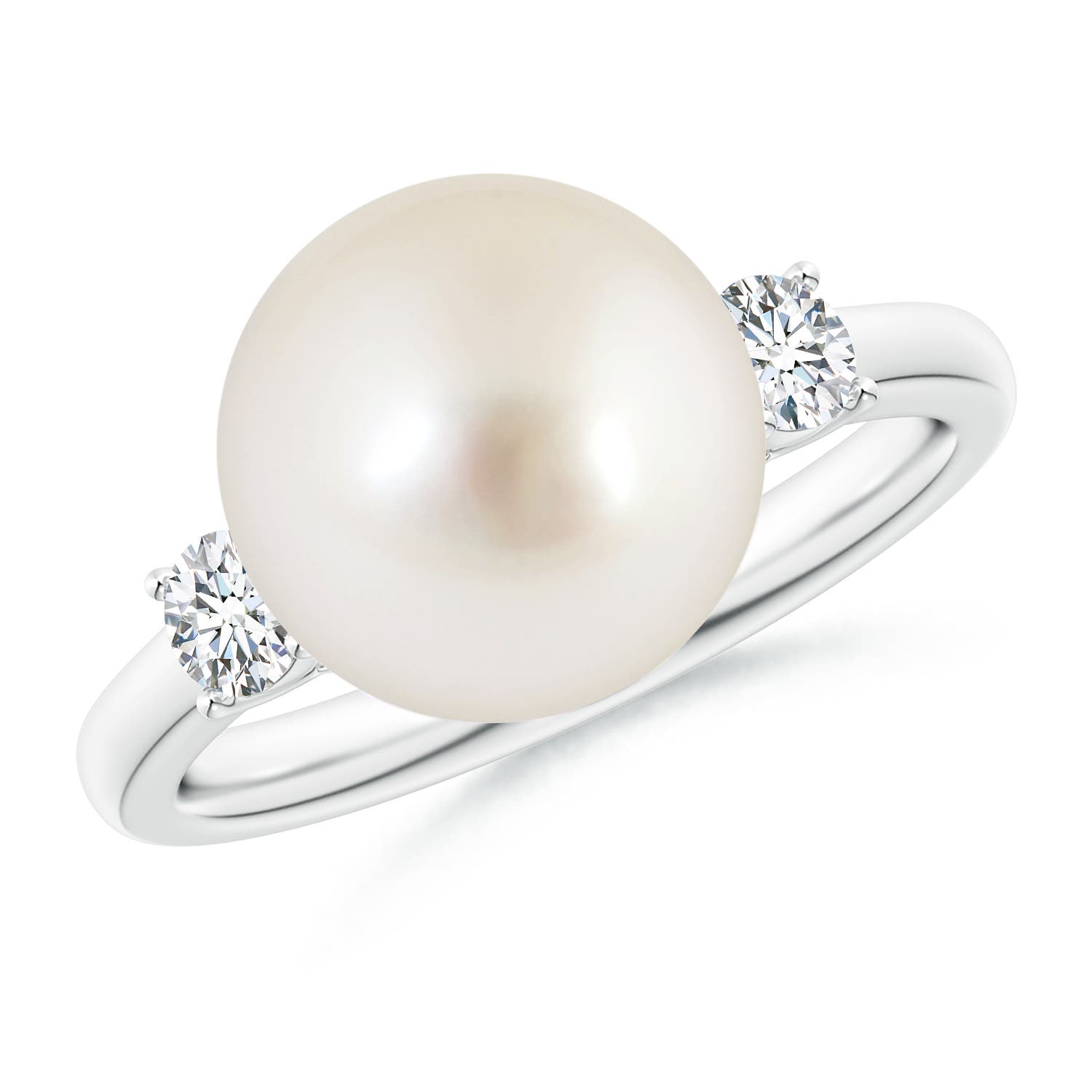 10mm AAAA South Sea Pearl Ring with Prong-Set Diamonds in White Gold
