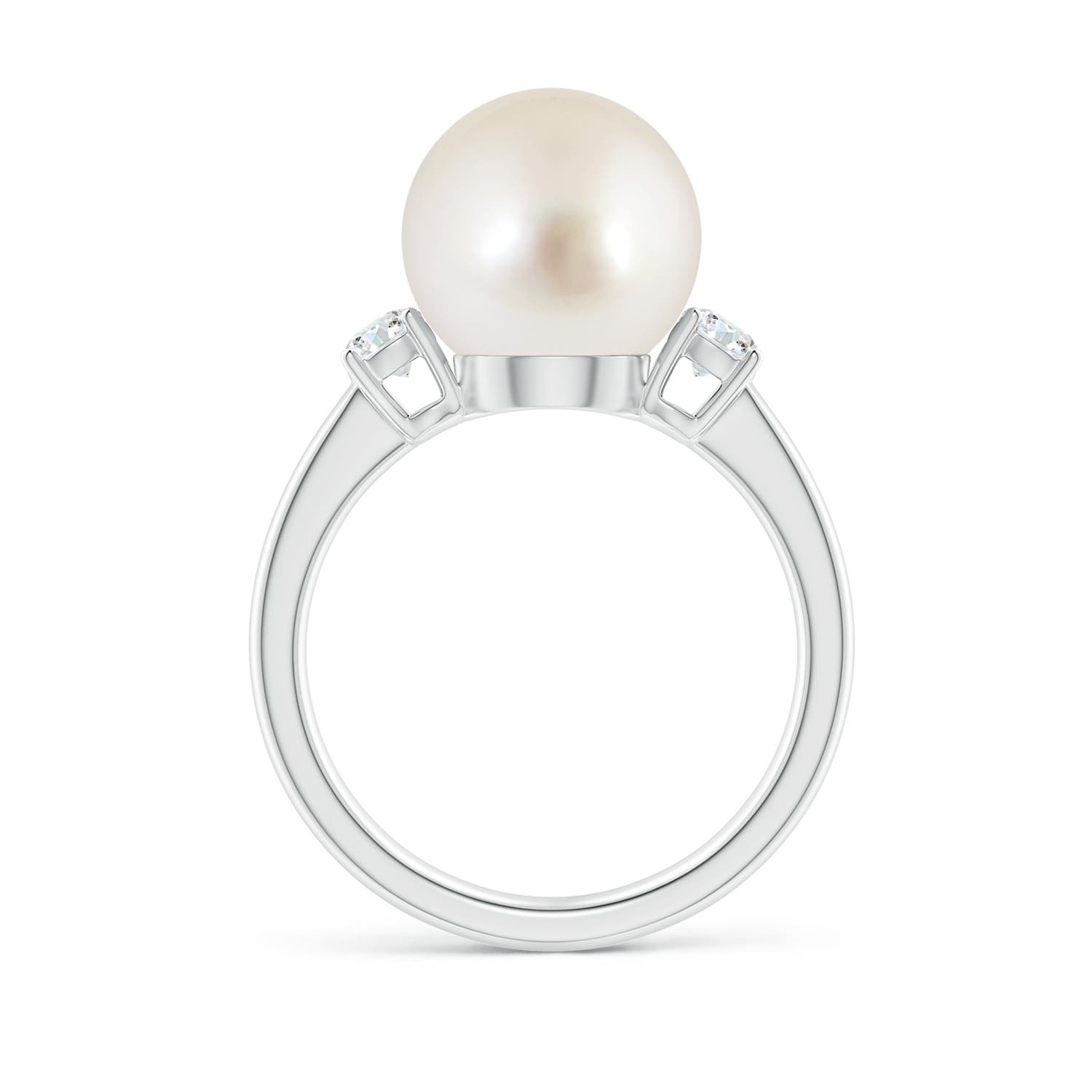 10mm AAAA South Sea Pearl Ring with Prong-Set Diamonds in White Gold