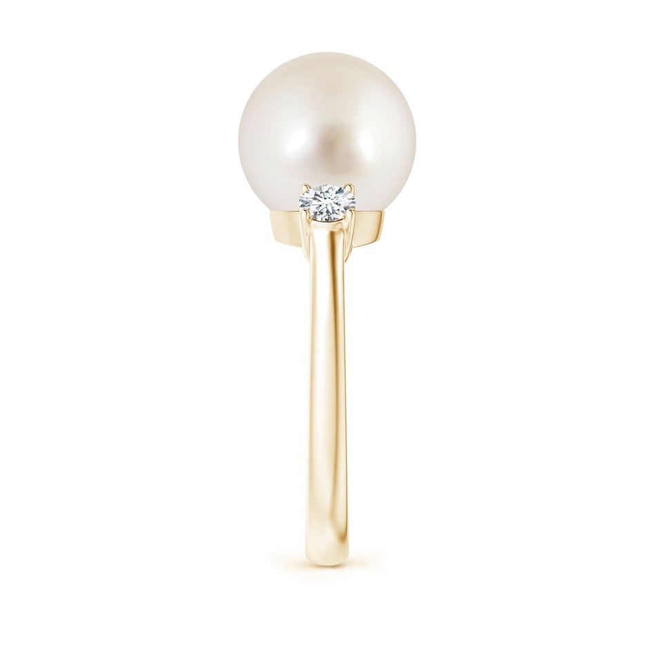 10mm AAAA South Sea Pearl Ring with Prong-Set Diamonds in Yellow Gold side 2