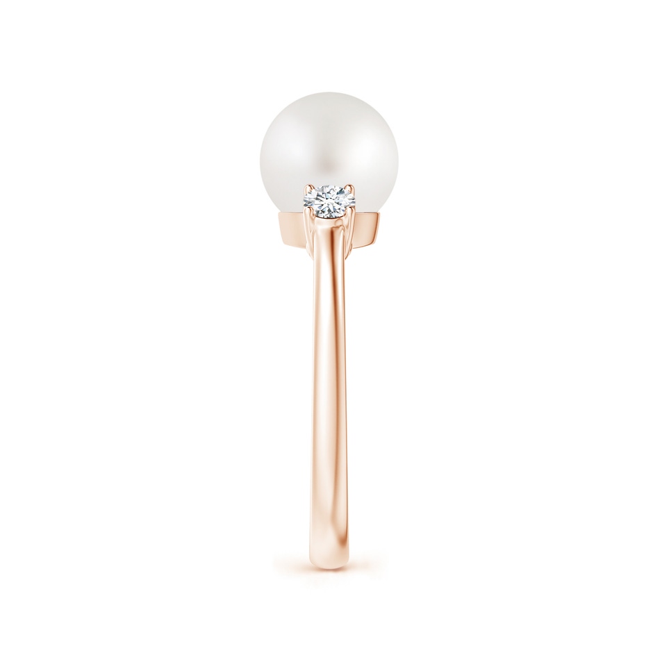 8mm AA South Sea Pearl Ring with Prong-Set Diamonds in Rose Gold side 2
