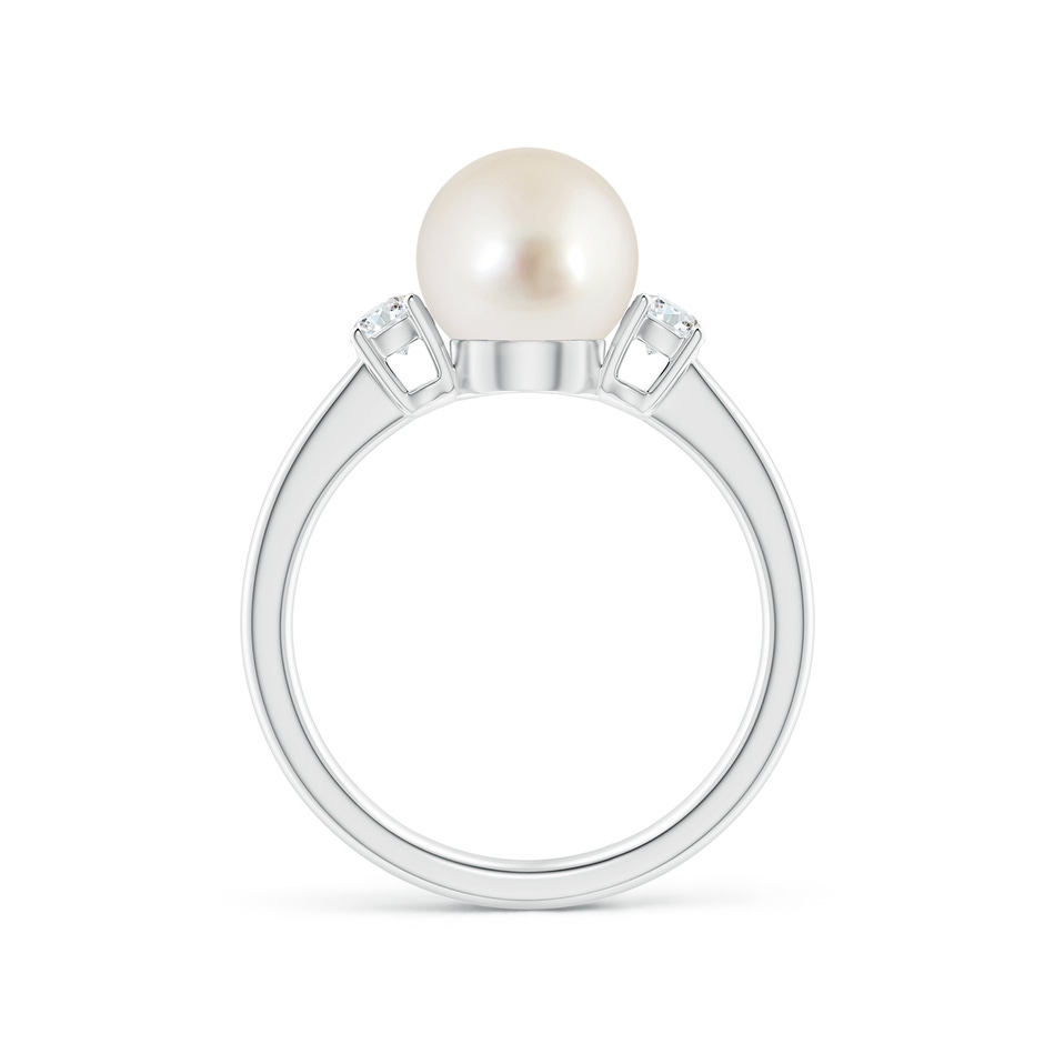 8mm AAAA South Sea Pearl Ring with Prong-Set Diamonds in White Gold side 1