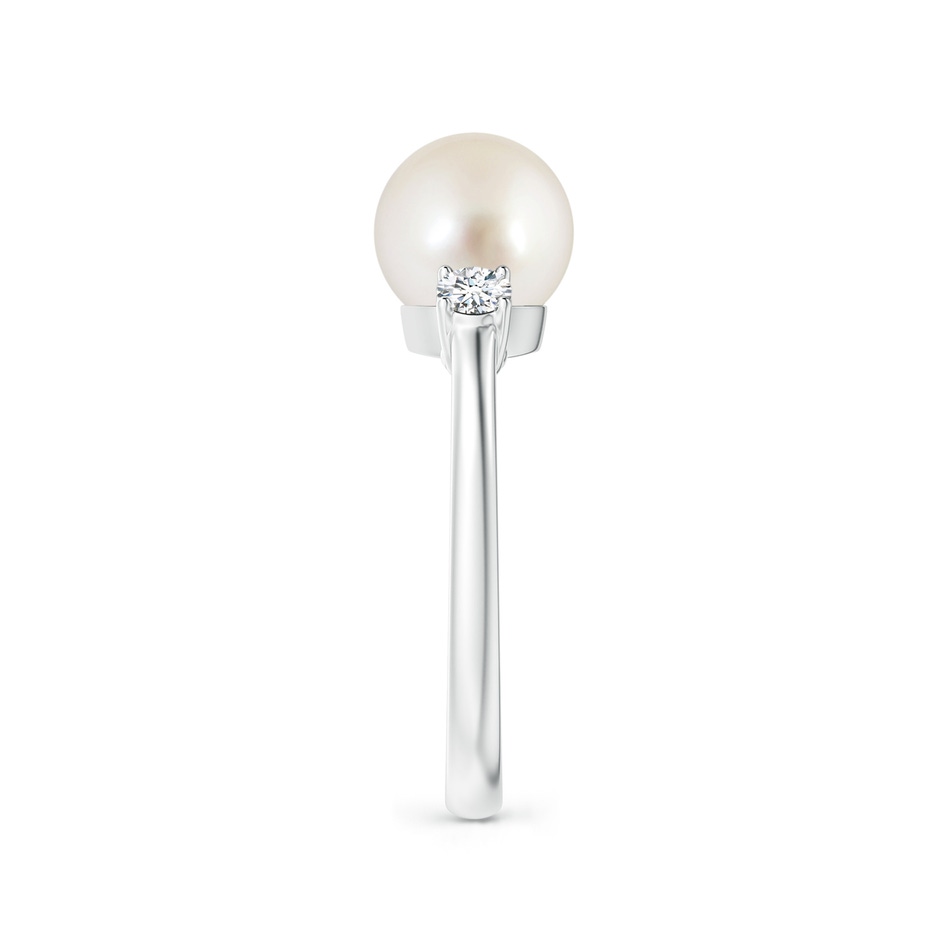 8mm AAAA South Sea Pearl Ring with Prong-Set Diamonds in White Gold side 2