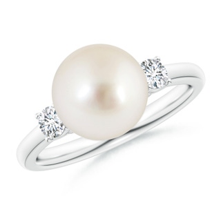 9mm AAAA South Sea Pearl Ring with Prong-Set Diamonds in P950 Platinum