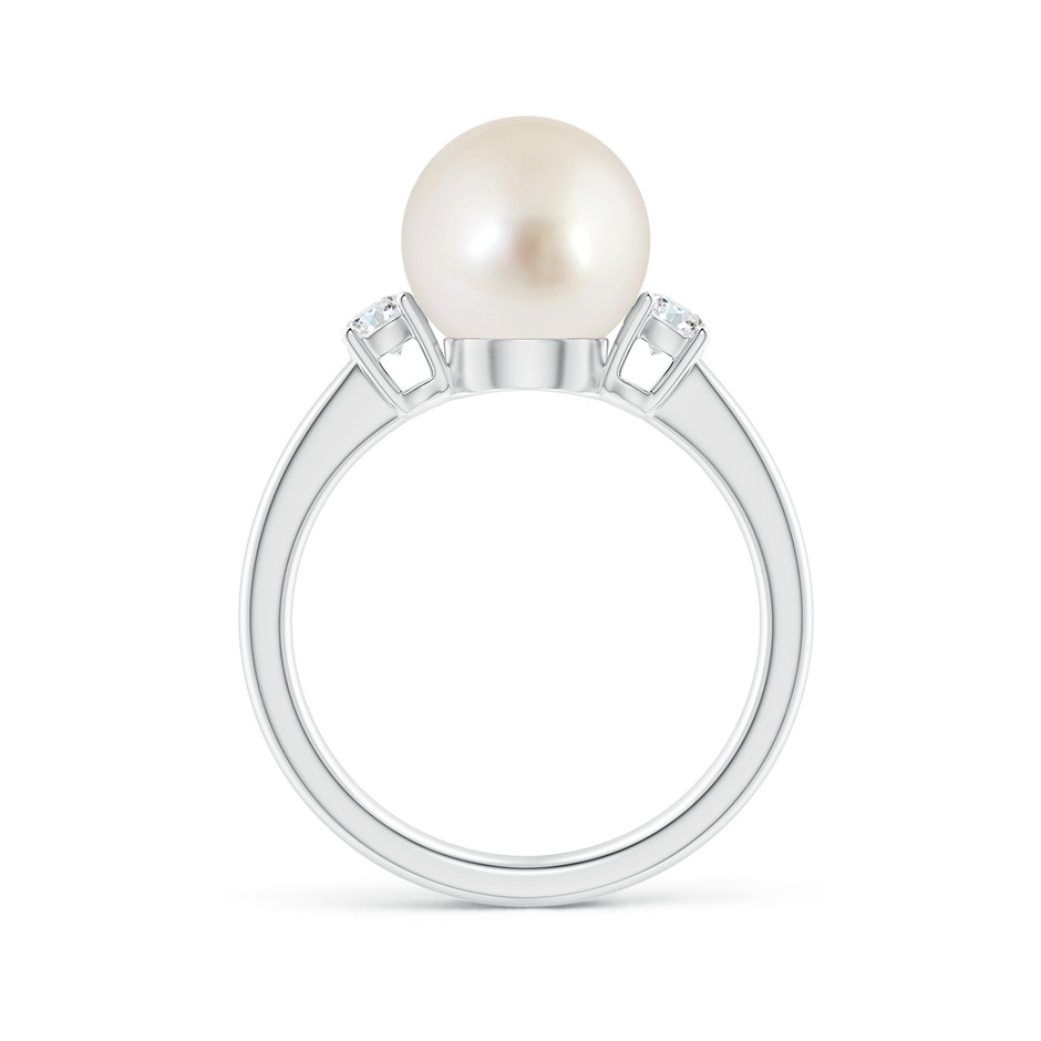 9mm AAAA South Sea Pearl Ring with Prong-Set Diamonds in White Gold side 1