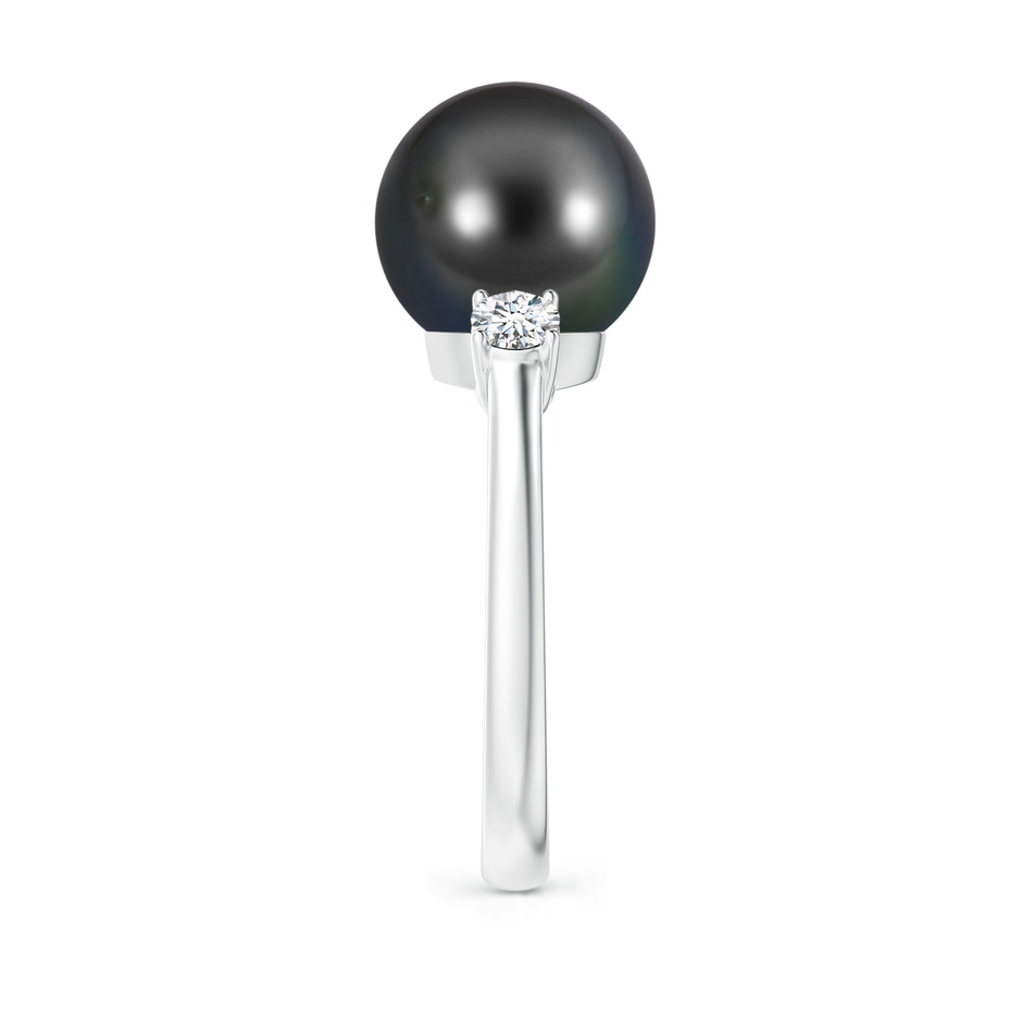 10mm AA Tahitian Pearl Ring with Prong-Set Diamonds in White Gold side 2