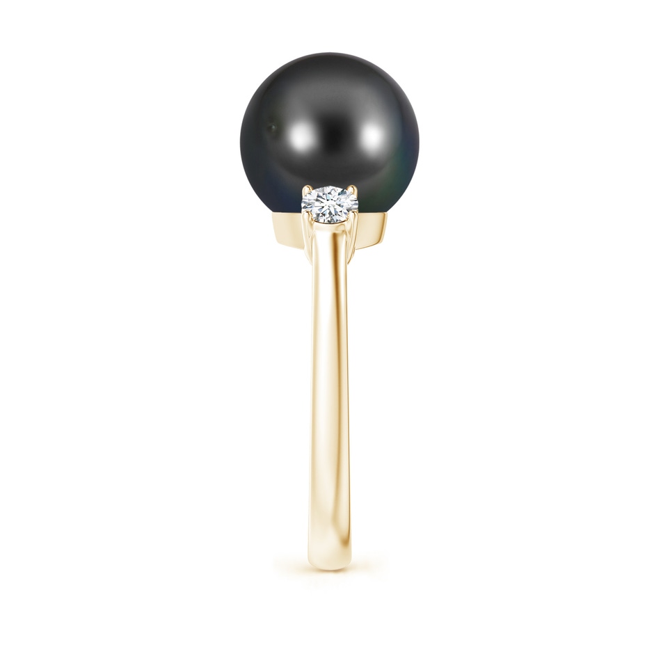 10mm AA Tahitian Pearl Ring with Prong-Set Diamonds in Yellow Gold side 2
