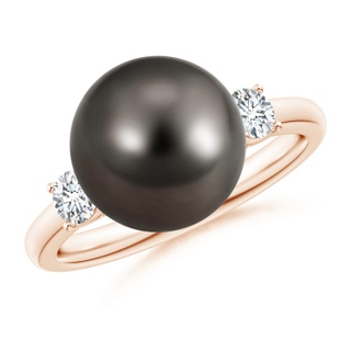10mm AAA Tahitian Pearl Ring with Prong-Set Diamonds in Rose Gold