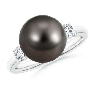 10mm AAA Tahitian Pearl Ring with Prong-Set Diamonds in White Gold