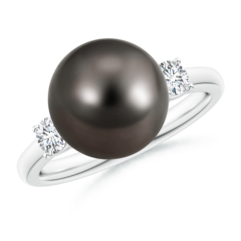 10mm AAA Tahitian Pearl Ring with Prong-Set Diamonds in White Gold 