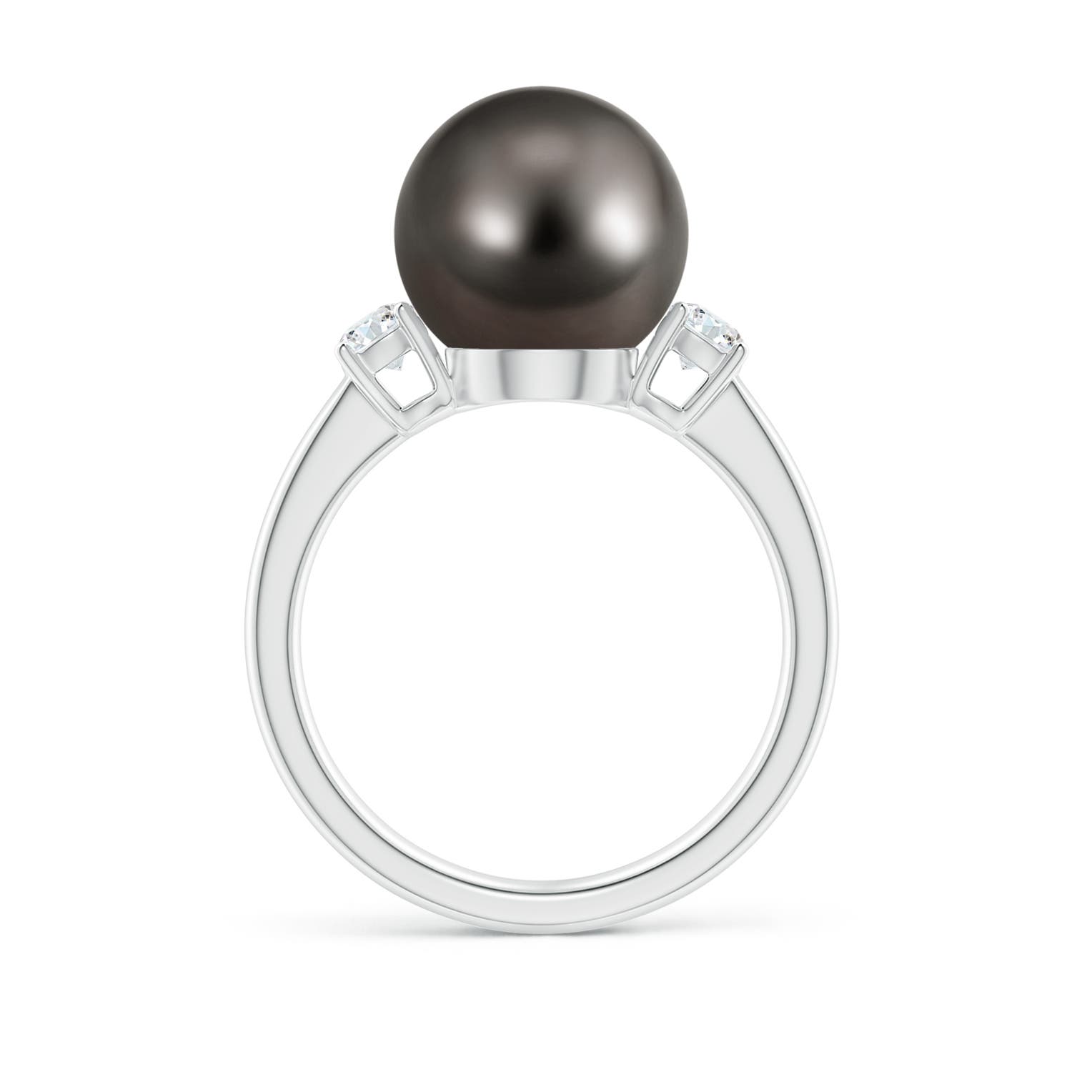 10mm AAA Tahitian Pearl Ring with Prong-Set Diamonds in White Gold