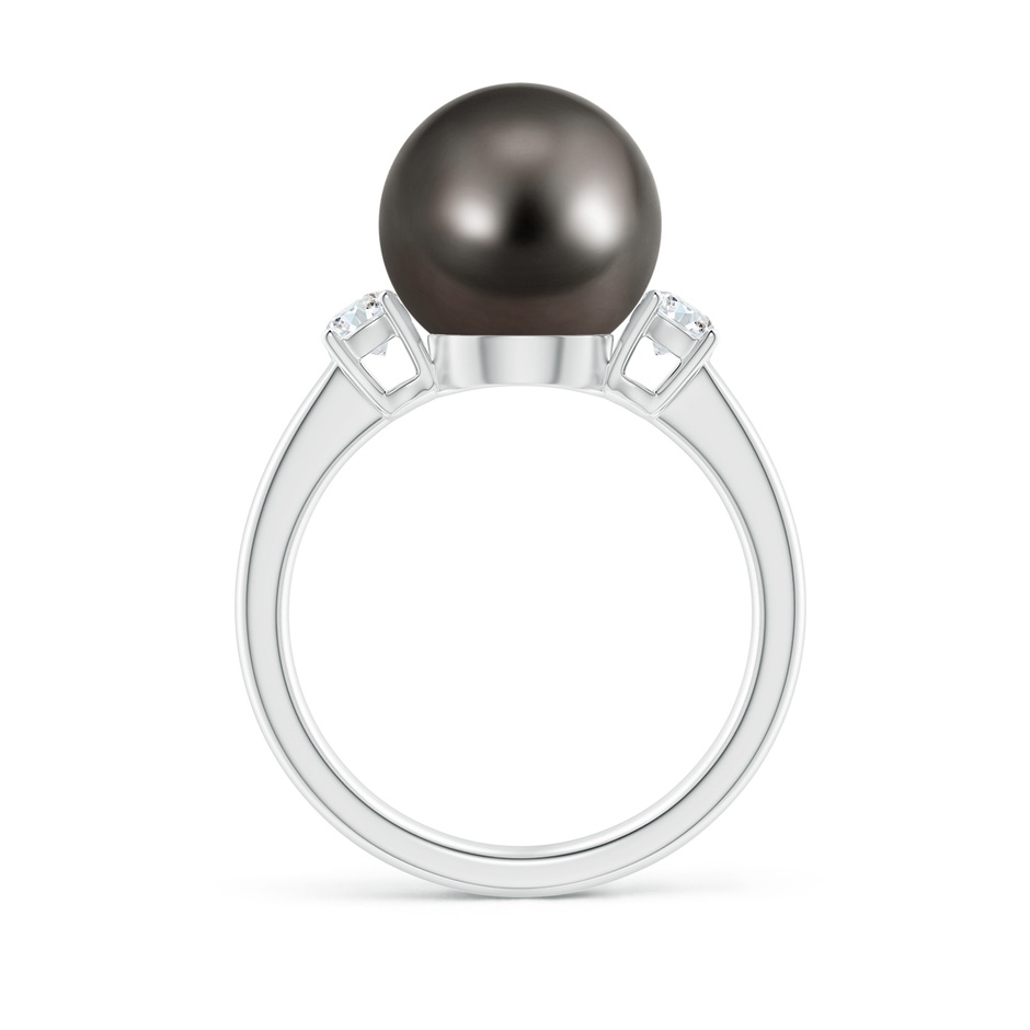 10mm AAA Tahitian Pearl Ring with Prong-Set Diamonds in White Gold side 1