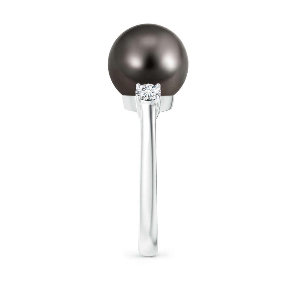 10mm AAA Tahitian Pearl Ring with Prong-Set Diamonds in White Gold side 2