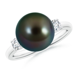 10mm AAAA Tahitian Pearl Ring with Prong-Set Diamonds in White Gold