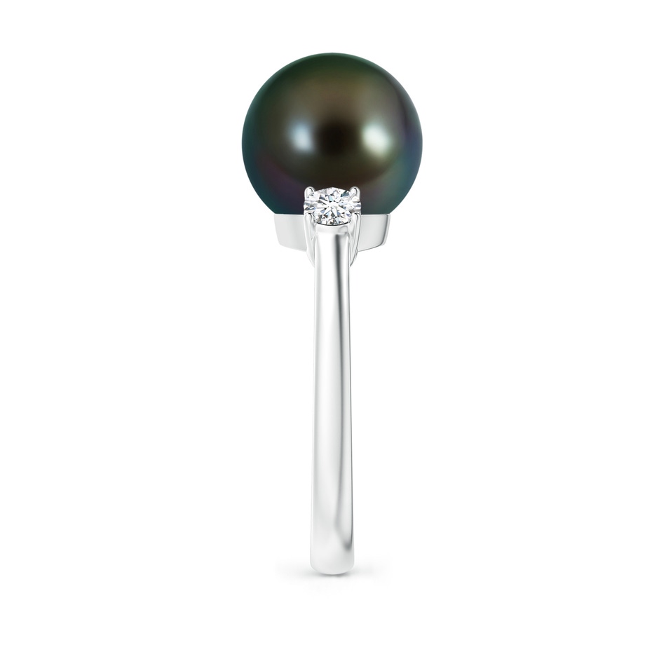 10mm AAAA Tahitian Pearl Ring with Prong-Set Diamonds in White Gold side 2