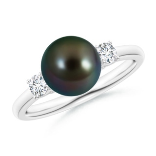 8mm AAAA Tahitian Pearl Ring with Prong-Set Diamonds in P950 Platinum