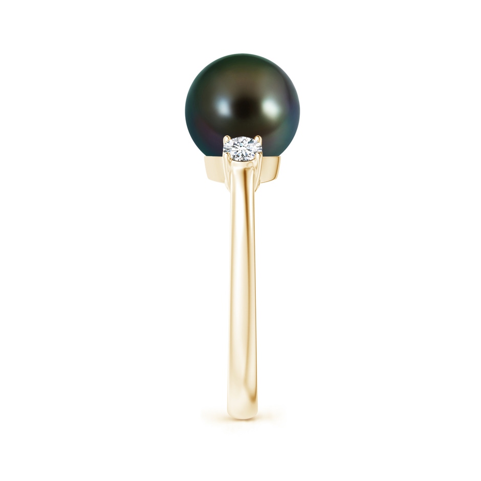 9mm AAAA Tahitian Pearl Ring with Prong-Set Diamonds in Yellow Gold side 2