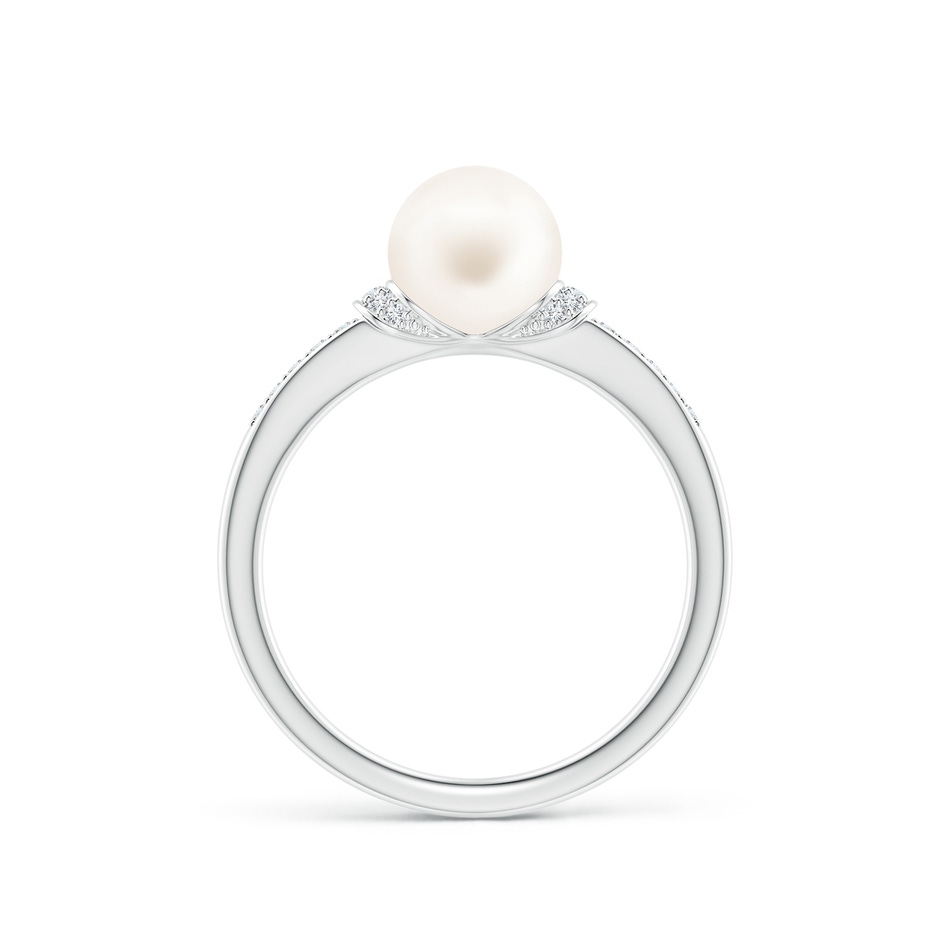 7mm AA Freshwater Pearl Ring with Diamond Collar in P950 Platinum side 1