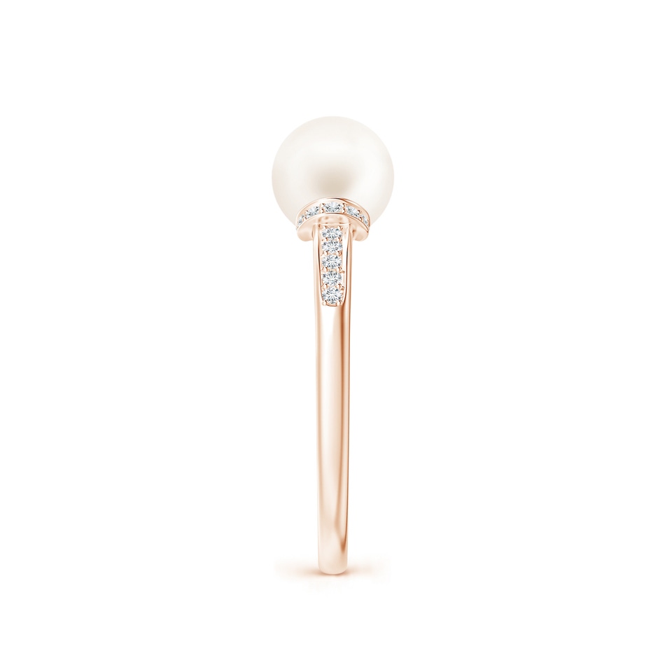 7mm AA Freshwater Pearl Ring with Diamond Collar in Rose Gold side 2